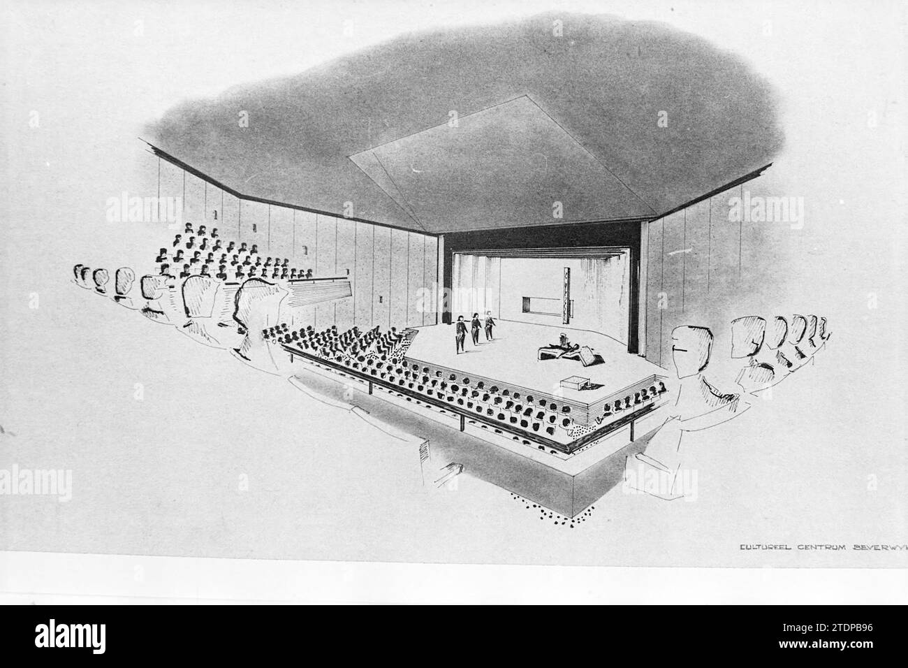 Design drawing for Cultural Center, Beverwijk, Kerkstraat, The Netherlands, Whizgle News from the Past, Tailored for the Future. Explore historical narratives, Dutch The Netherlands agency image with a modern perspective, bridging the gap between yesterday's events and tomorrow's insights. A timeless journey shaping the stories that shape our future Stock Photo