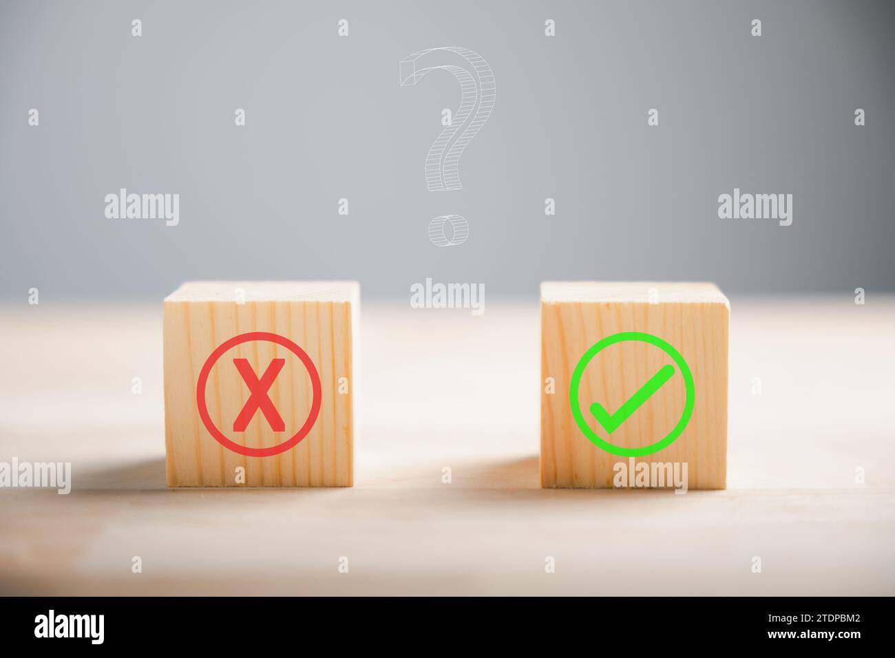 Wooden cubic blocks showcase yes or no choice concept for business and lifestyle. Decision-making Stock Photo