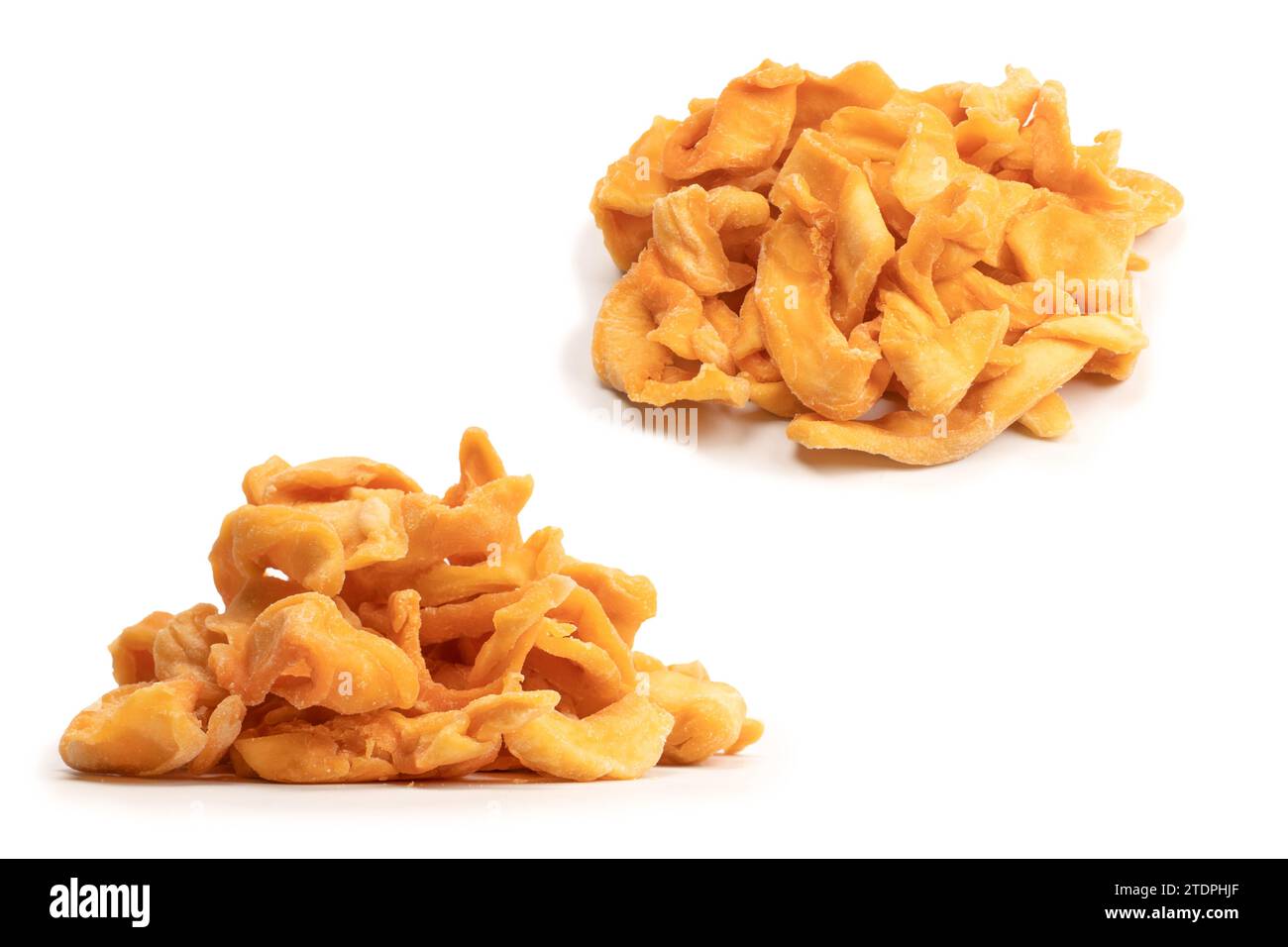 Dried melon slices isolated on a white background. Dried fruit. Stock Photo