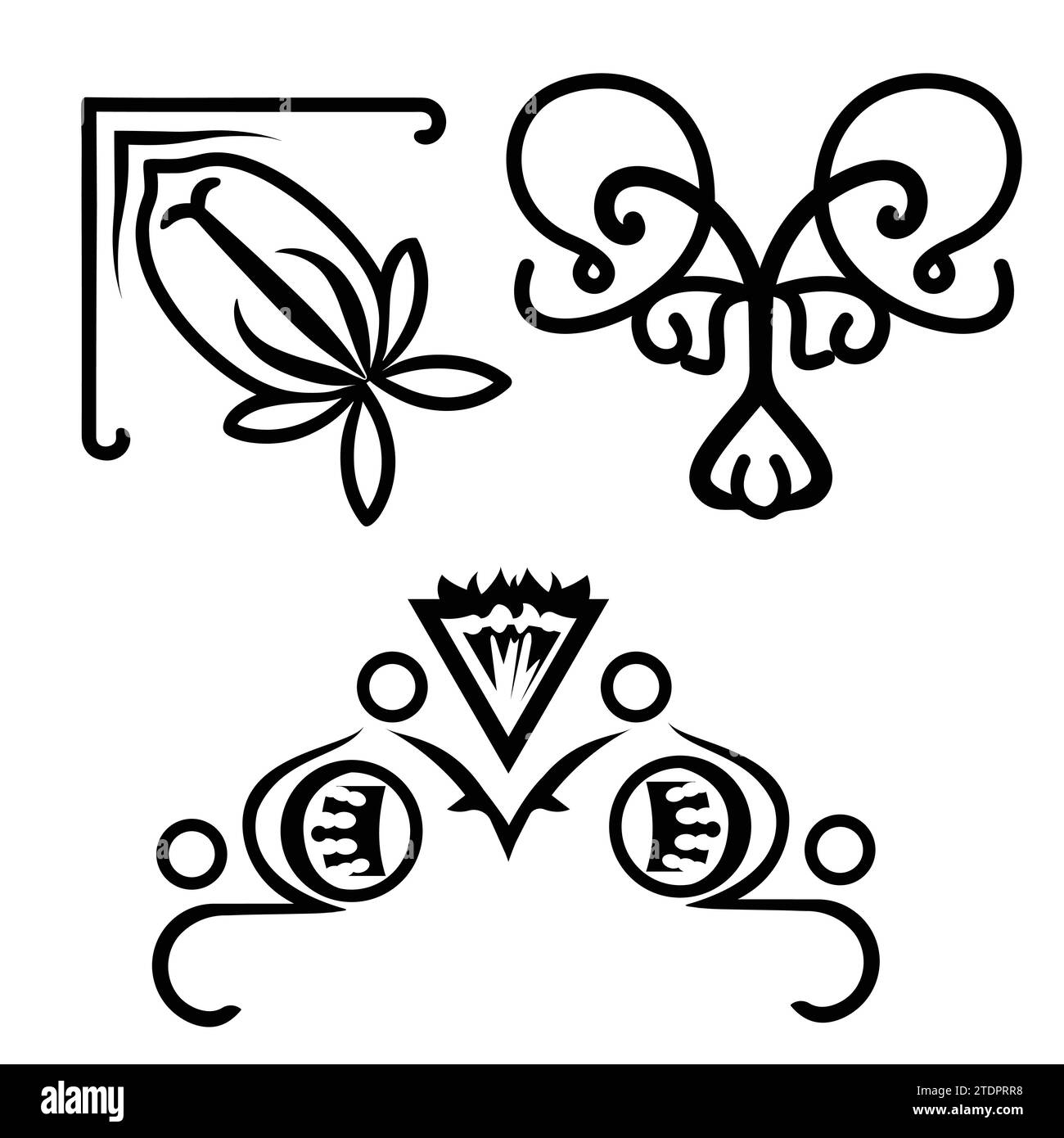 Black frame Corner and Icon design vector silhouette Stock Vector Image