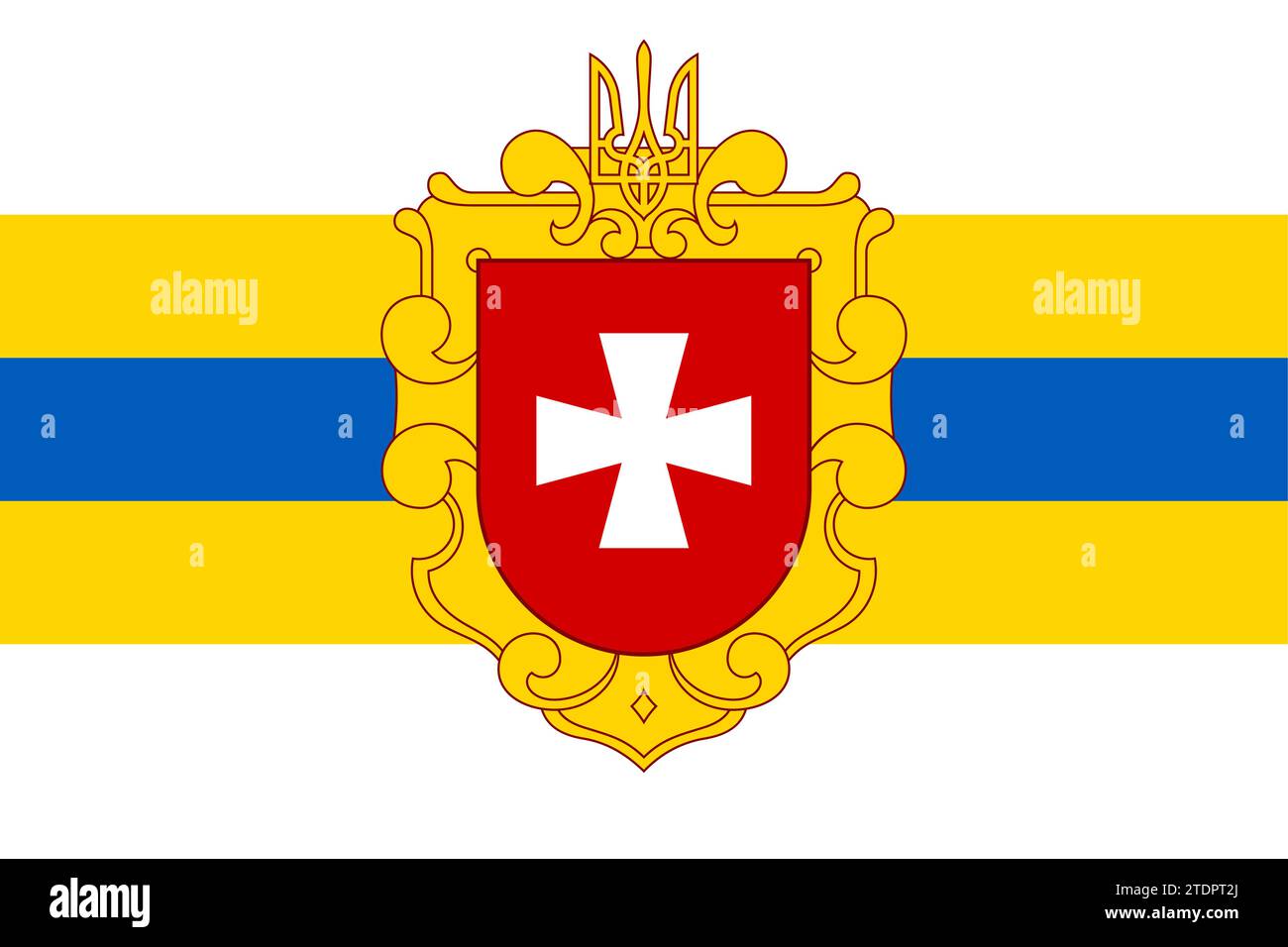 Flag of Rivne Oblast (Ukraine) Rivnenshchyna, Rivnenska oblast Stock Vector