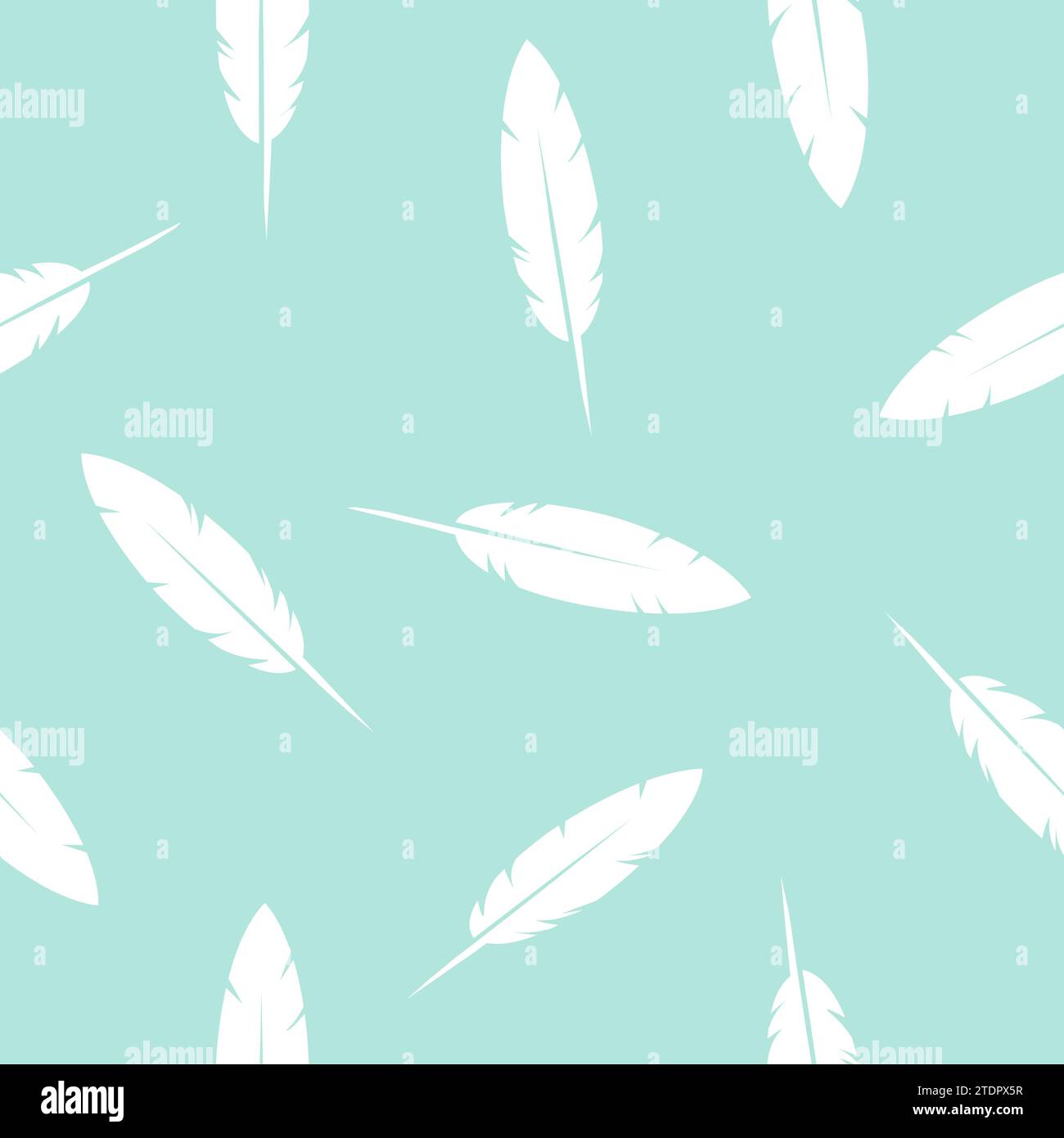 Birds Feather- seamless pattern, pink and white background, design element Stock Vector