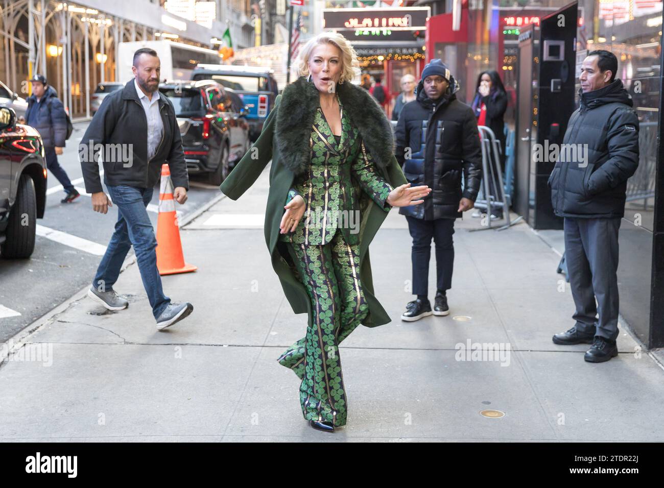 New York City, NY, USA. 19th Dec, 2023. English singer and actress Hannah Waddingham is seen arriving at Good Morning America on Manhattan Island in New York City in the United States on Tuesday, December 19. (Credit Image: © William Volcov/ZUMA Press Wire) EDITORIAL USAGE ONLY! Not for Commercial USAGE! Stock Photo