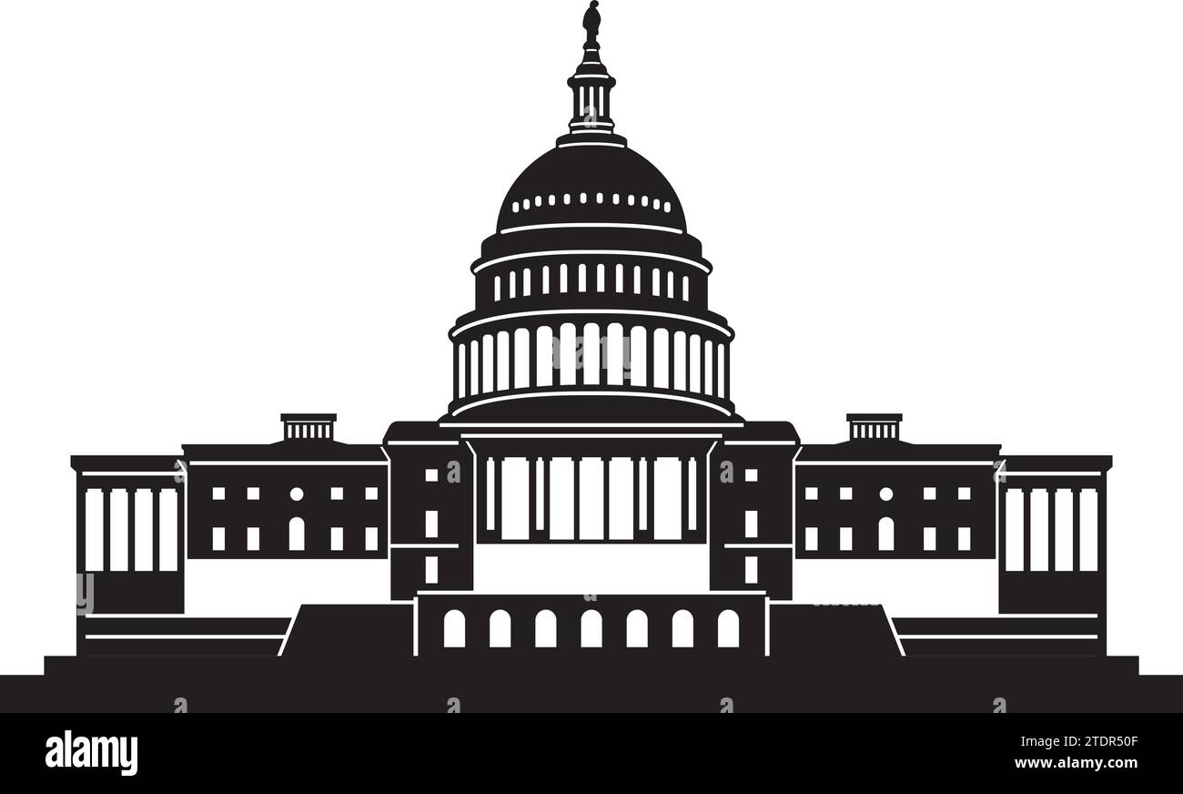 Simple black flat drawing of the UNITED STATES CAPITOL, WASHINGTON DC ...