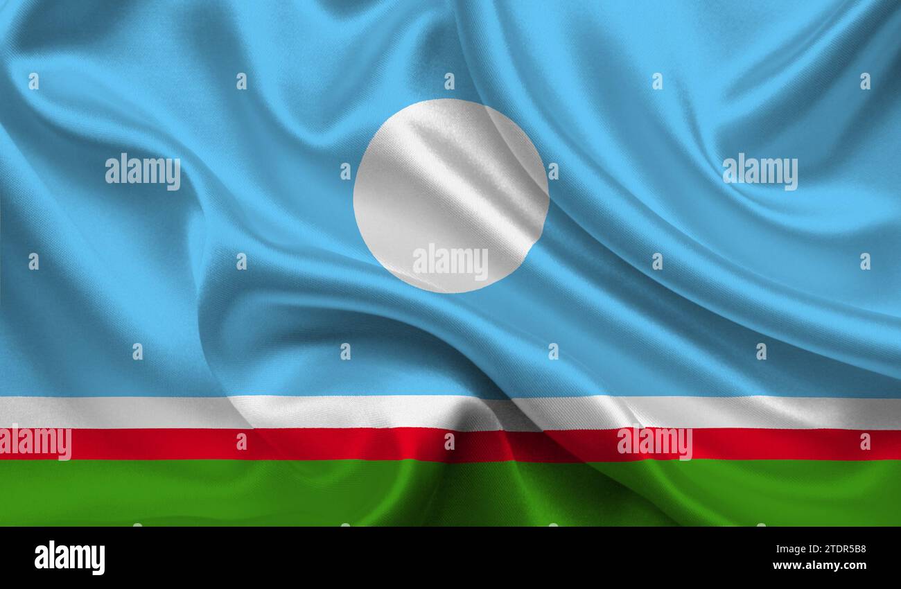 High detailed flag of Sakha Republic. National Sakha Republic flag. 3D ...