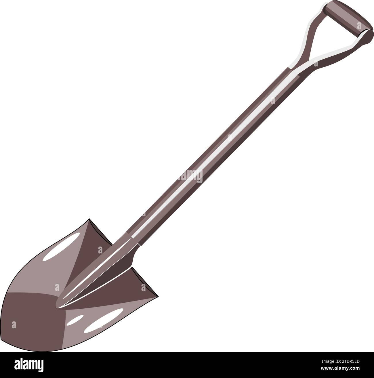 Shovel is gardening tool isolated on white background. Vector illustration in cartoon style. Stock Vector