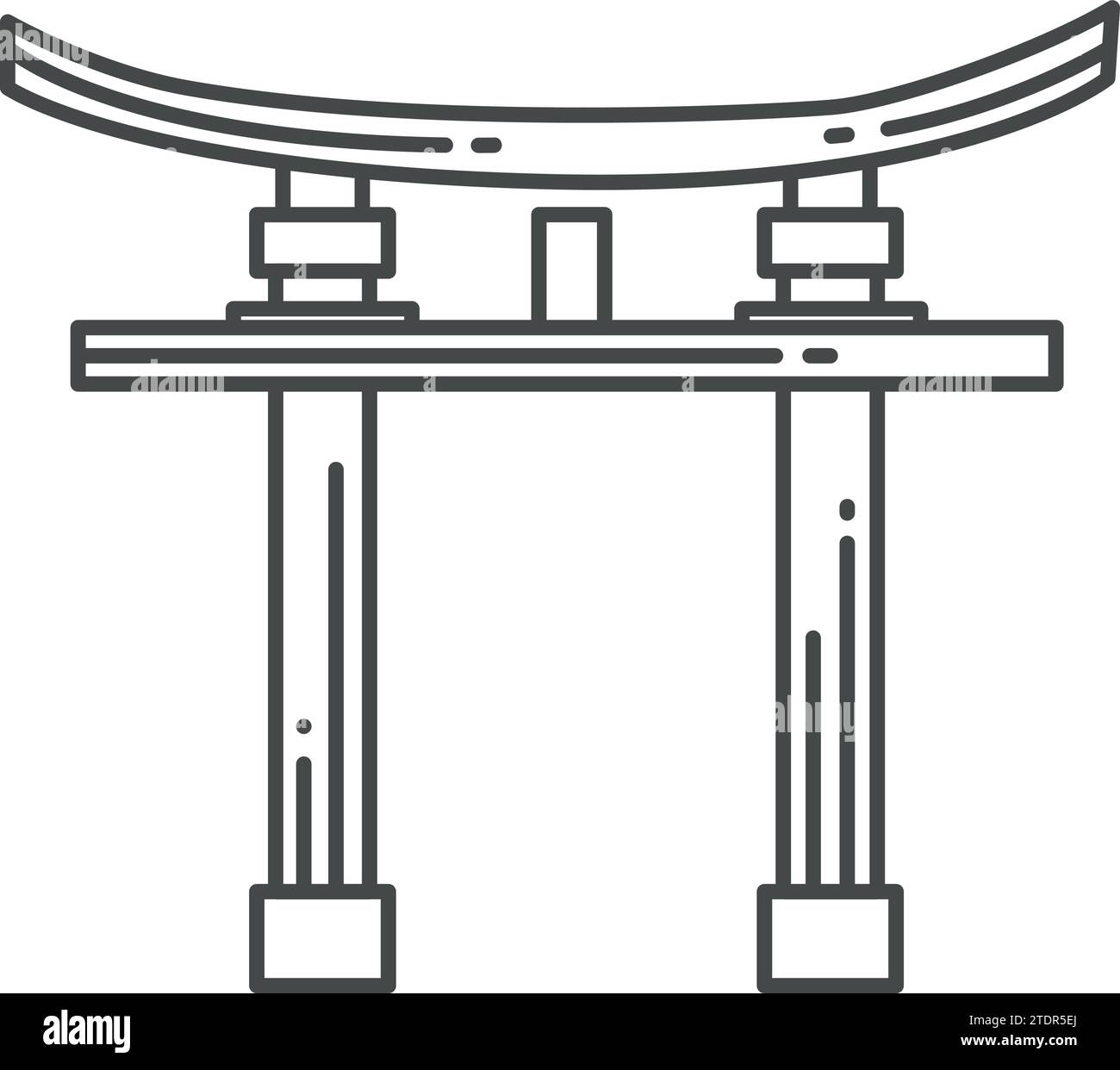 Simple black outline drawing of the TORII GATE, JAPAN Stock Vector