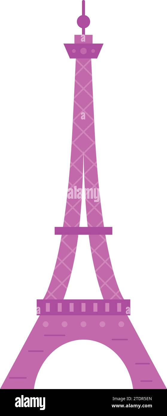 Simple purple flat drawing of the EIFFEL TOWER, PARIS Stock Vector