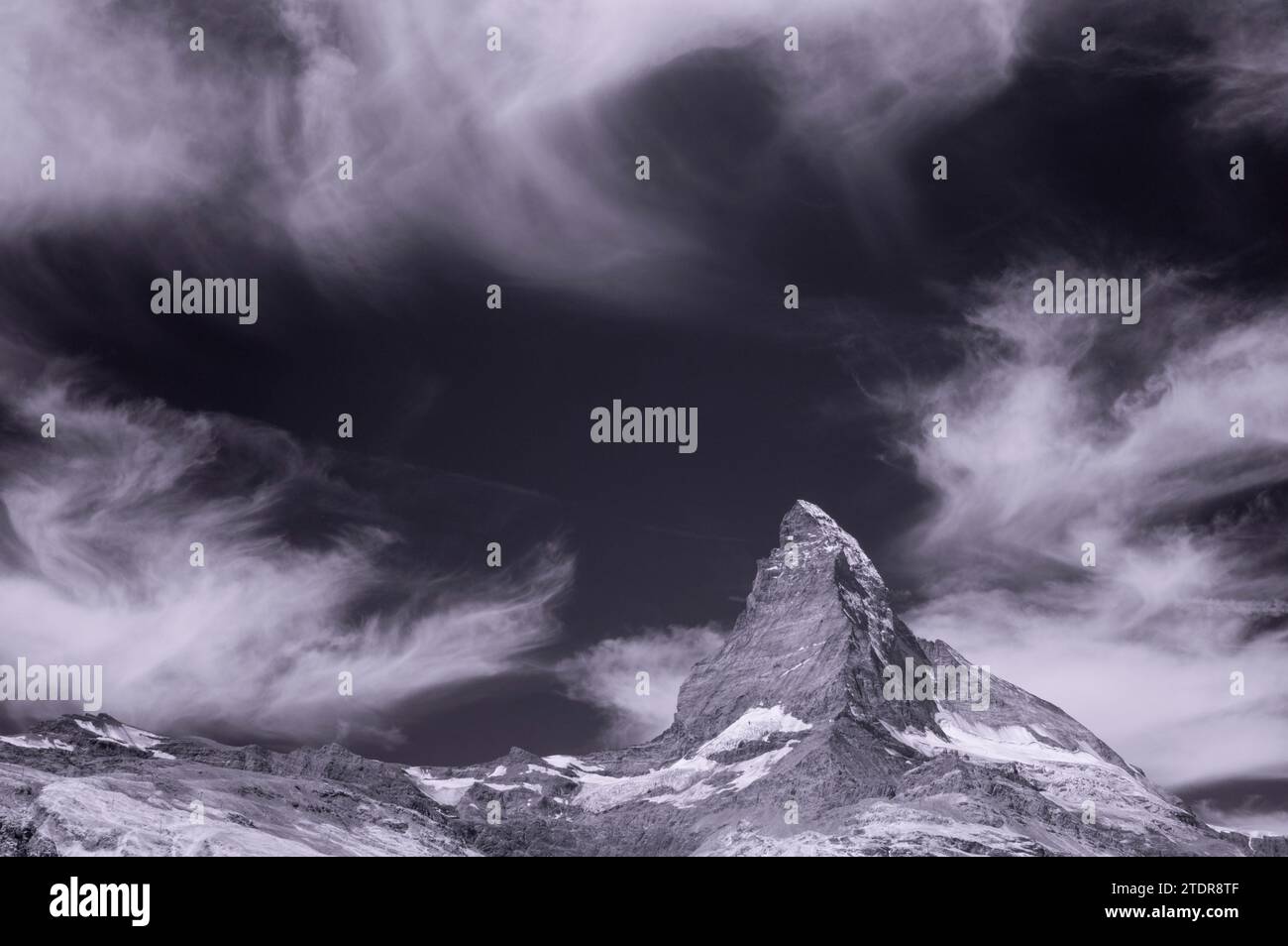 The Matterhorn, from the Riffelalp Resort, Zermatt, Switzerland. Stock Photo