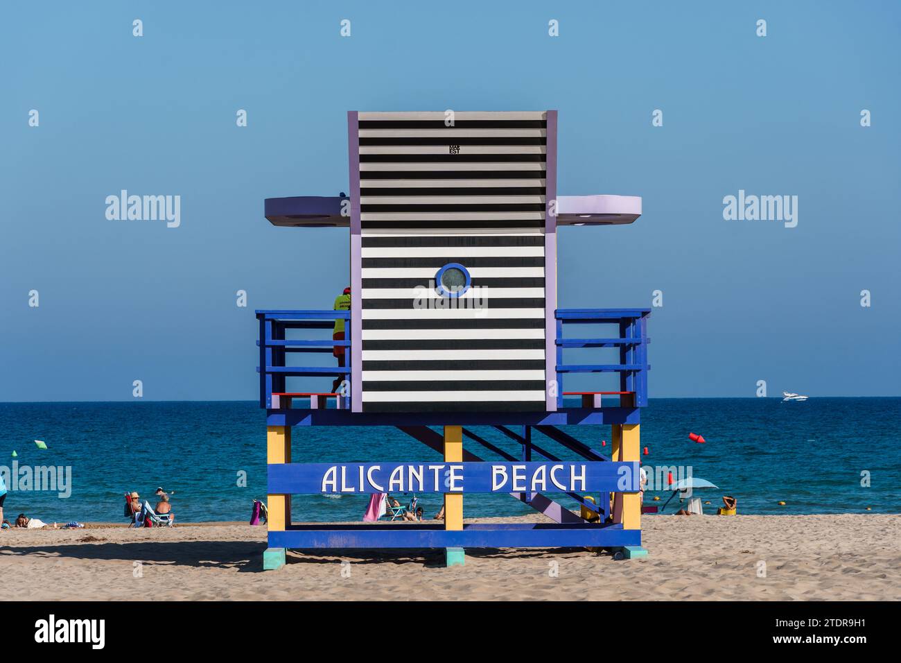 Alicante, Spain - October 13, 2023: Bay watchers hut in the Beach of San Juan Stock Photo