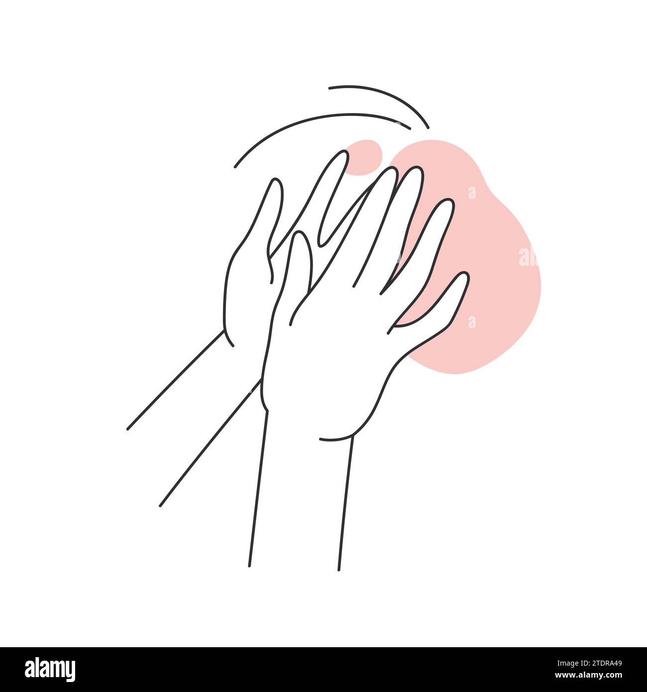 Rub hands together with serum. Applying hair treatment, scalp deep