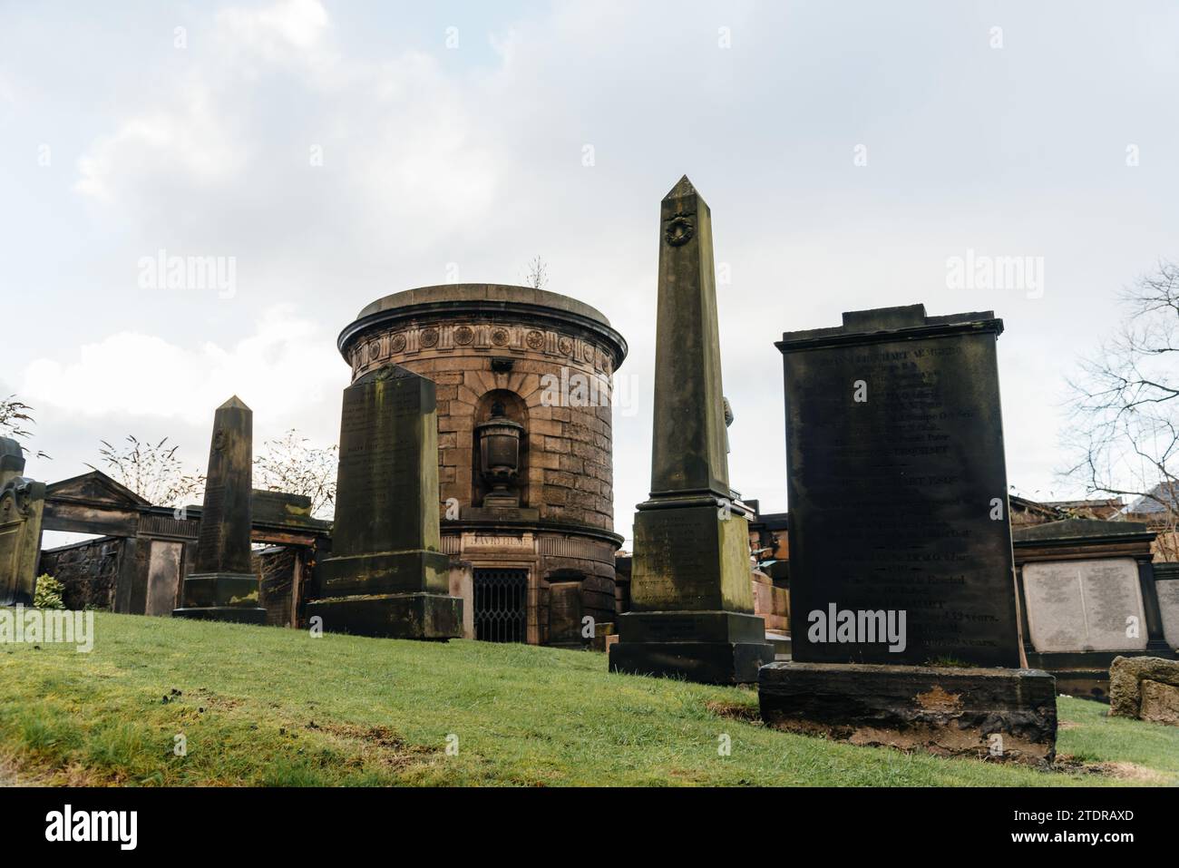 Edinburgh, UK - December 2023: The Old Calton Cemetery a cloudy day Stock Photo