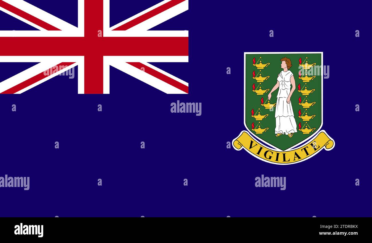 High detailed flag of Virgin Islands UK. National Virgin Islands UK flag. 3D illustration. Stock Photo