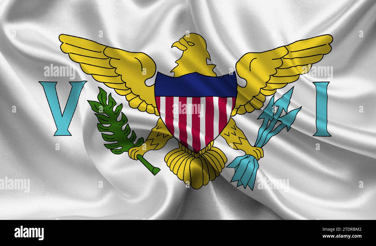 High detailed flag of Virgin Islands US. National Virgin Islands US flag. 3D illustration Stock