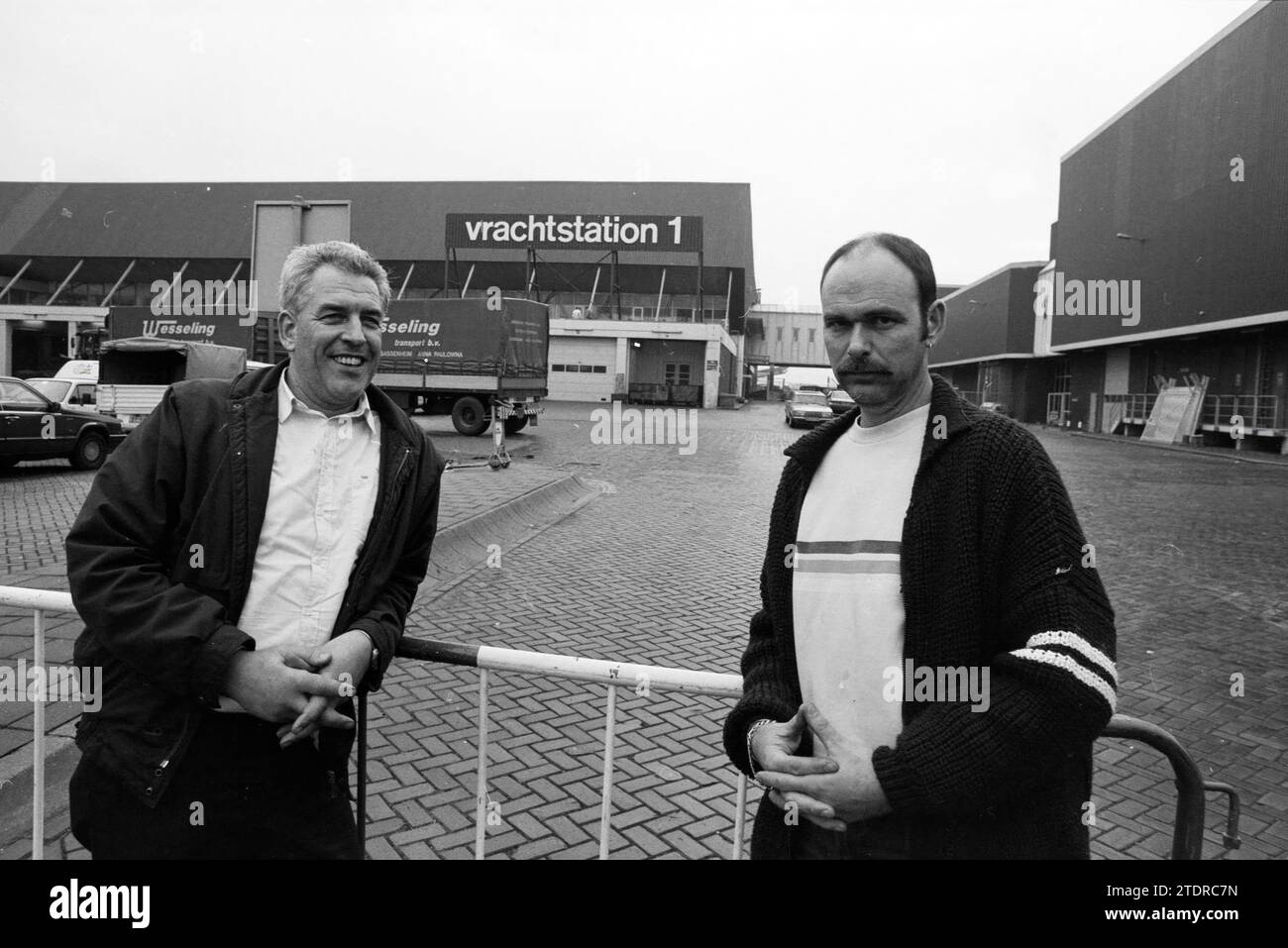 2 drivers Mr Broek and Verveld at Schiphol due to transport to Armenia, Transport, transport companies, Schiphol, 21-12-1988, Whizgle News from the Past, Tailored for the Future. Explore historical narratives, Dutch The Netherlands agency image with a modern perspective, bridging the gap between yesterday's events and tomorrow's insights. A timeless journey shaping the stories that shape our future Stock Photo