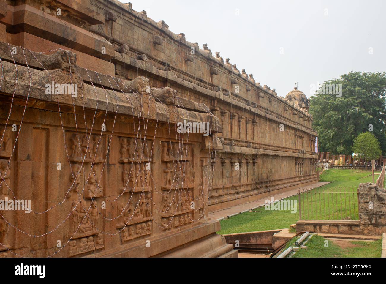 Outer wall of the Thanjavur Big Temple(also referred as the Thanjai Periya Kovil in tamil language). Stock Photo