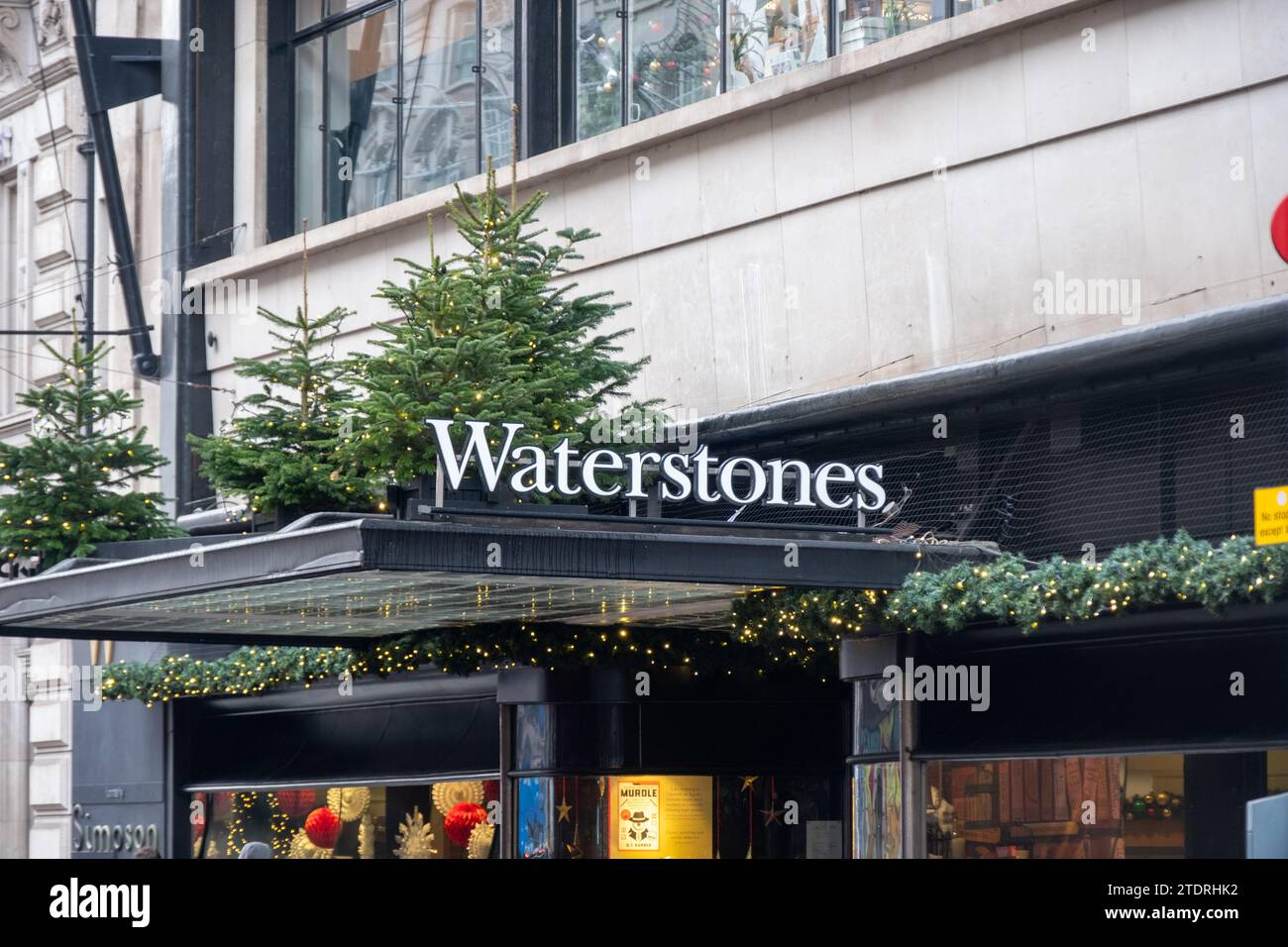 LONDON- DECEMBER 14, 2023: Waterstones on Piccadilly, British book retailer Stock Photo
