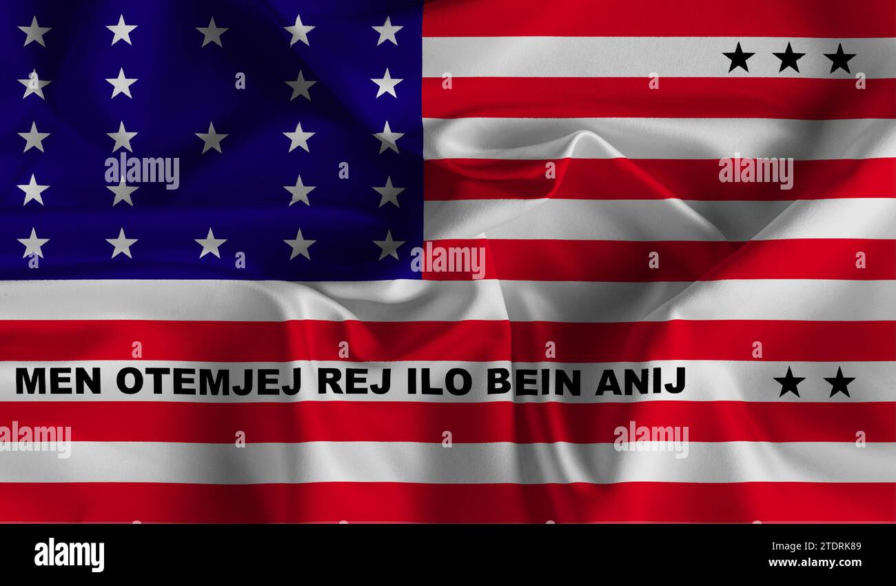 High detailed flag of Bikini Atoll. National Bikini Atoll flag. 3D