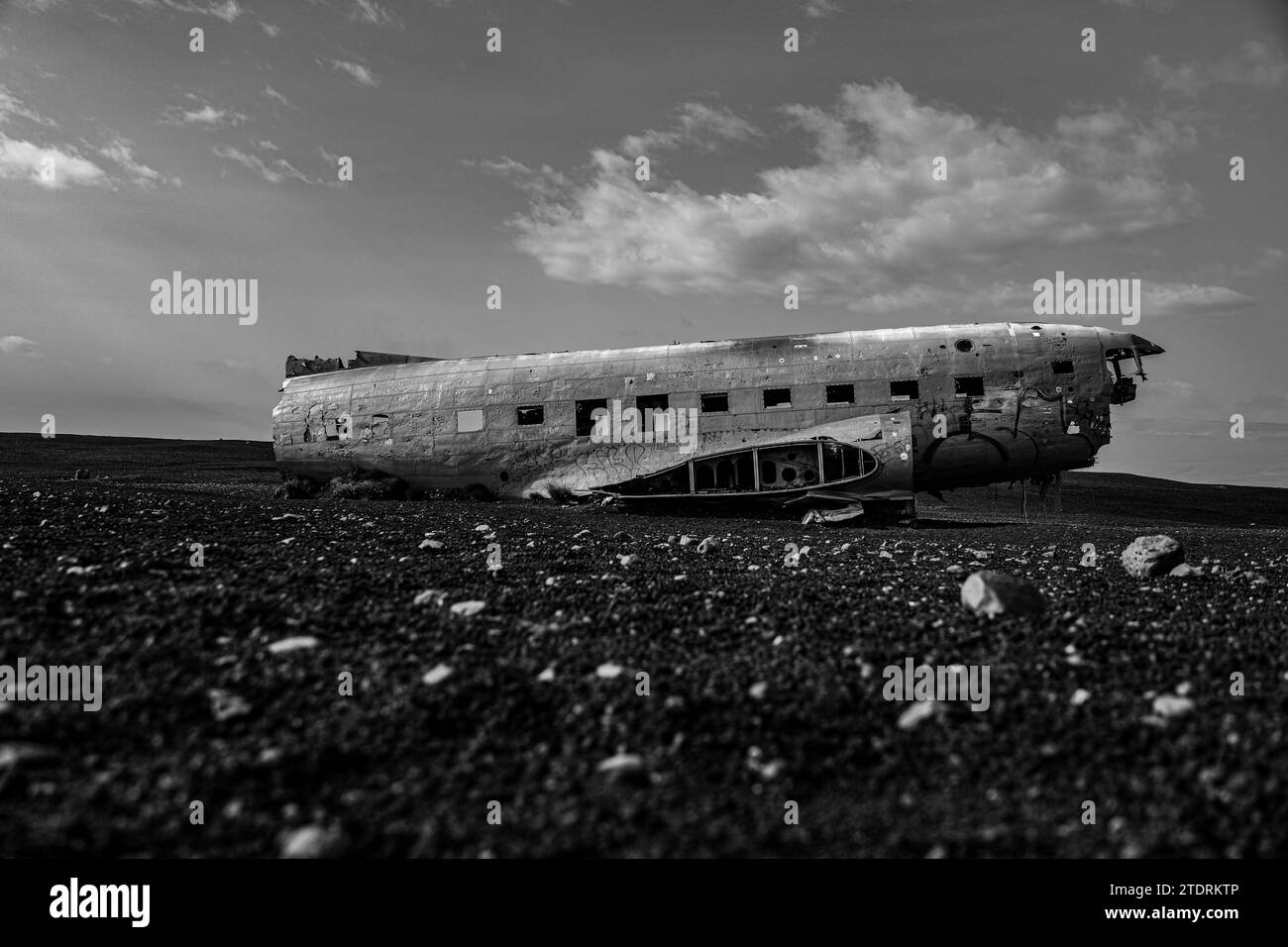 DC3 Plane Wreck in Iceland Stock Photo