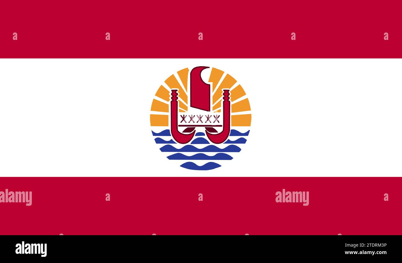 High detailed flag of French Polynesia. National French Polynesia flag. 3D illustration. Stock Photo