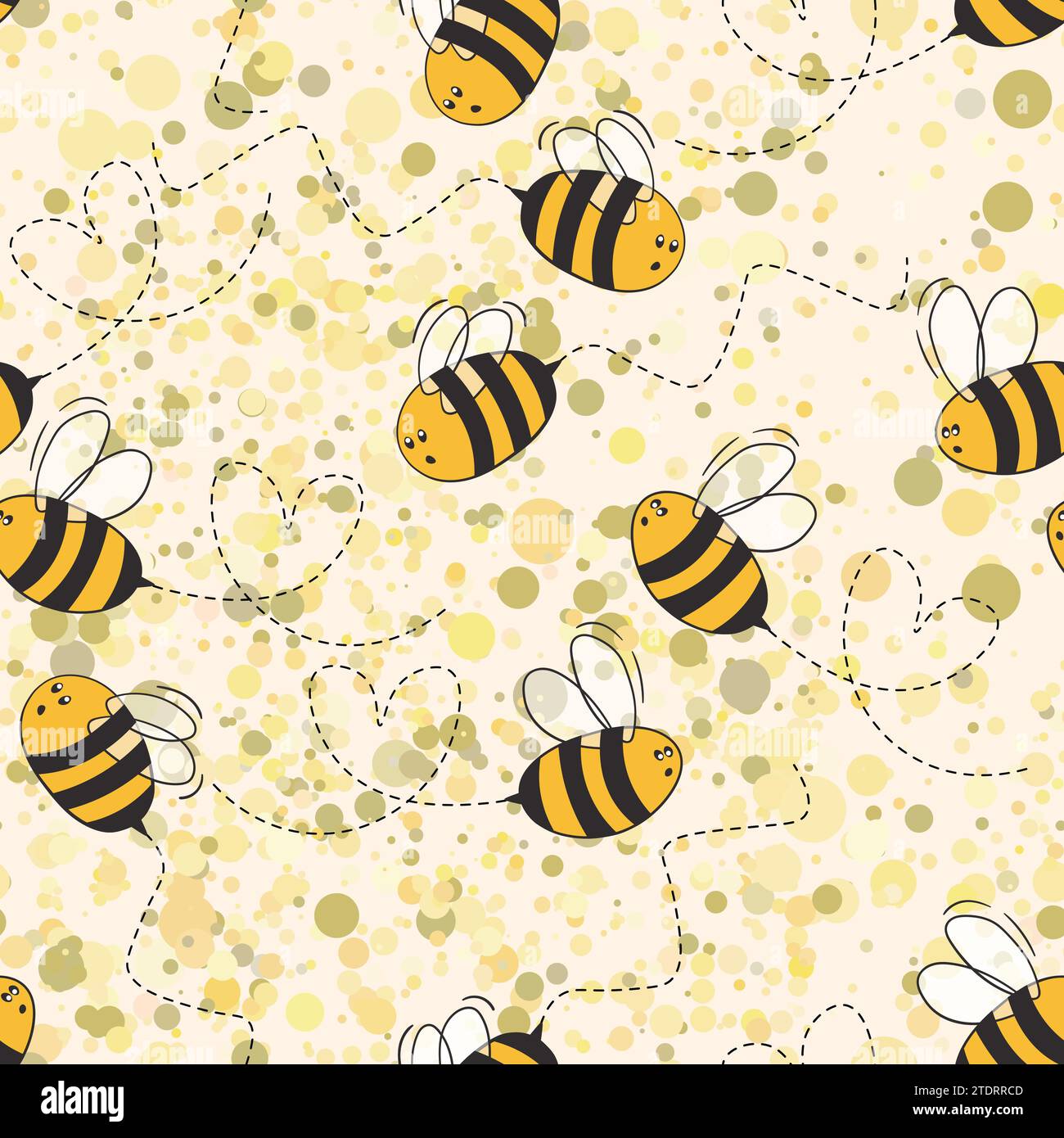 Seamless pattern with bees on color background. Small wasp. Vector ...