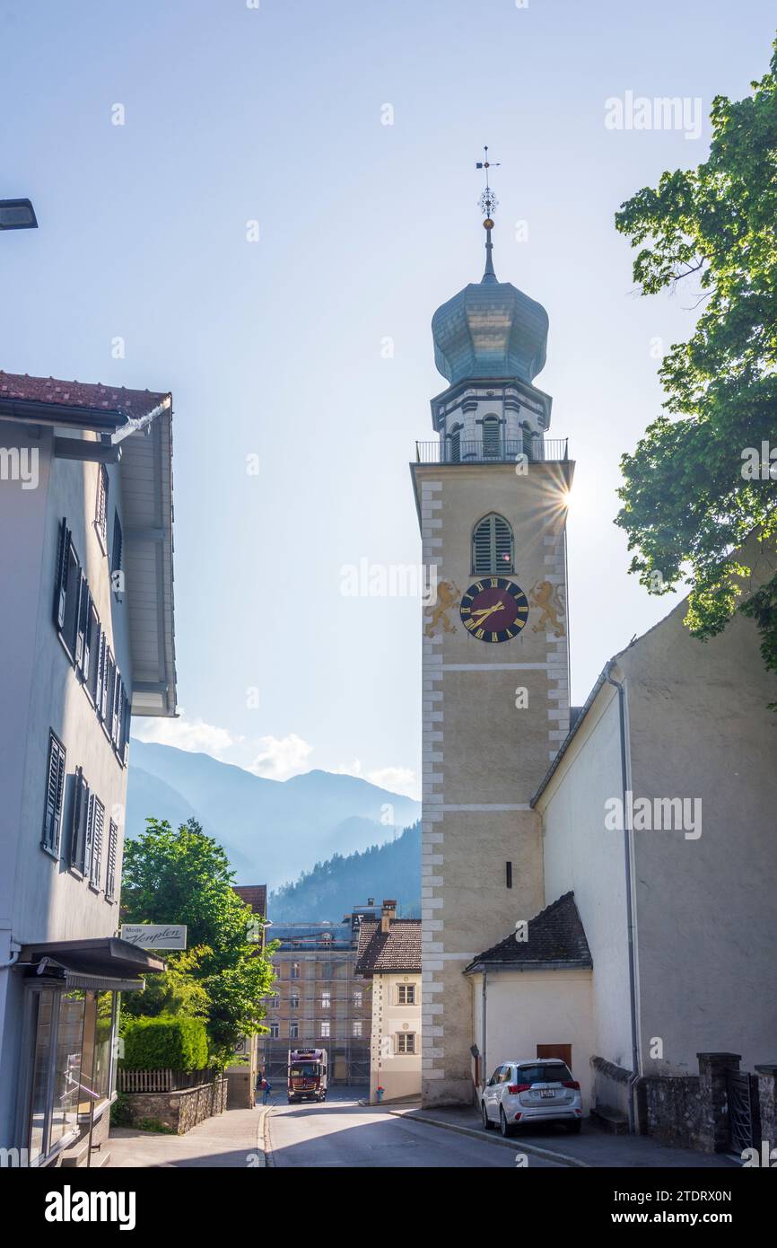 Thusis: Protestant church in Viamala, Graubünden, Grisons, Switzerland Stock Photo