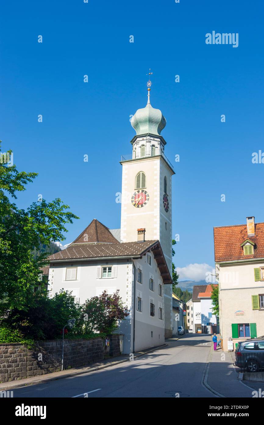 Thusis: Protestant church in Viamala, Graubünden, Grisons, Switzerland Stock Photo