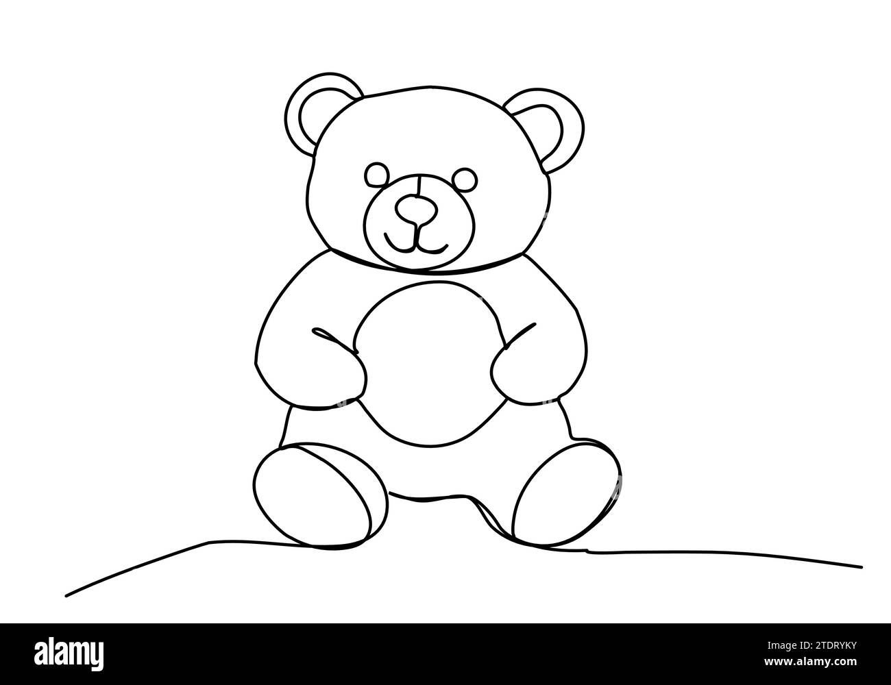 Toy bear, one line drawing vector illustration. Stock Vector
