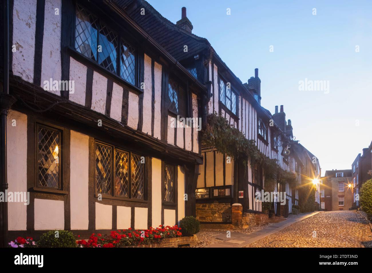 England, East Sussex, Rye, The Famous Mermaid Inn at Night Stock Photo ...