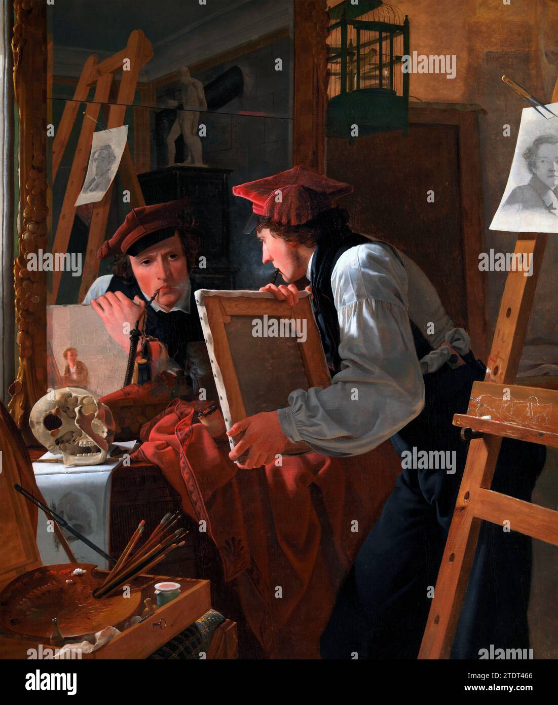 A Young Artist (Ditlev Blunck) Examining a Sketch in a Mirror - Wilhelm Bendz, 1826 Stock Photo