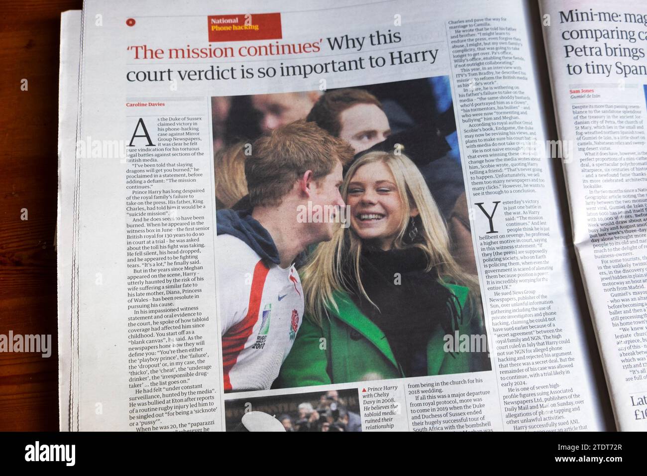 'The mission continues' Why this court verdict is so important for (Prince) Harry' Guardian newspaper headline phone hacking case 2023 London UK Stock Photo