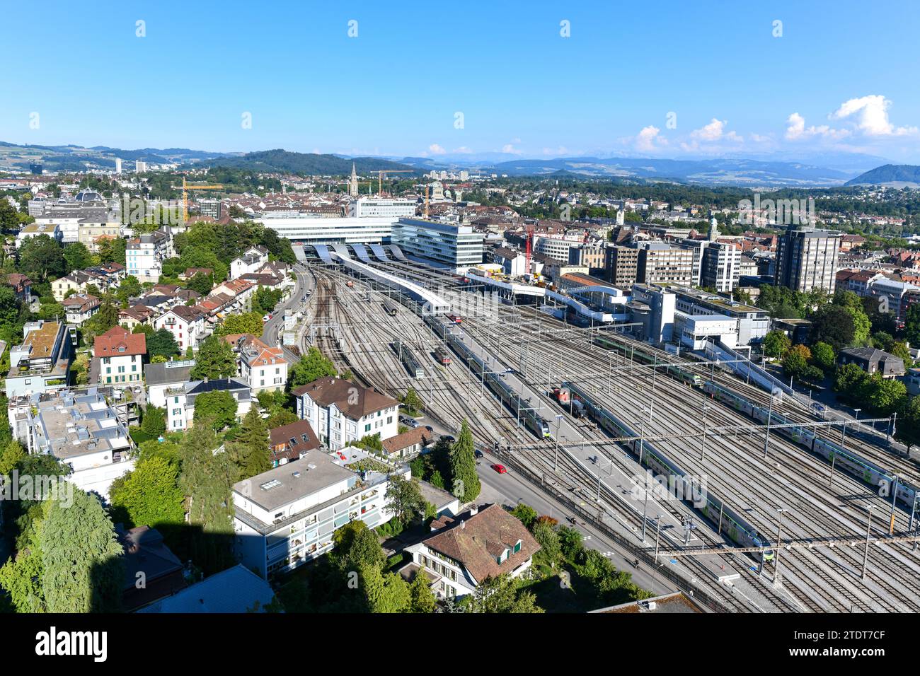 Bern, Switzerland - Aug 9, 2022: Aerial View Of The Tracks Leading Into ...