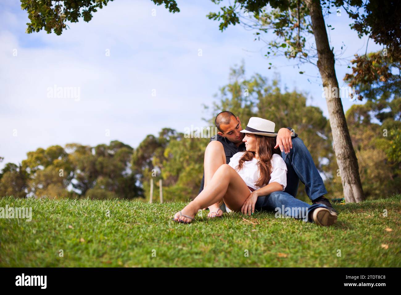 Passionate couple dating at the park Stock Photo
