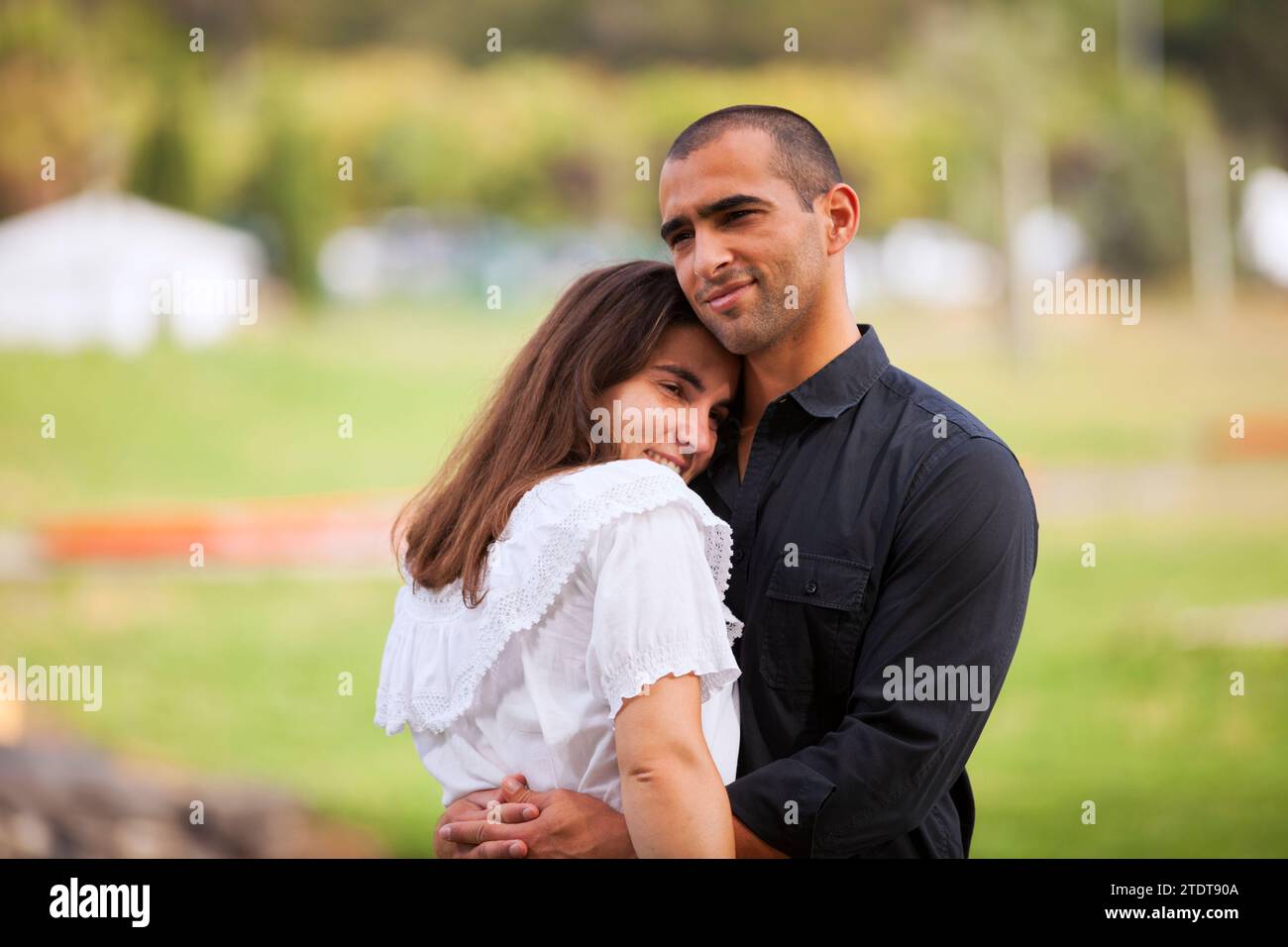 Passionate couple dating at the park Stock Photo