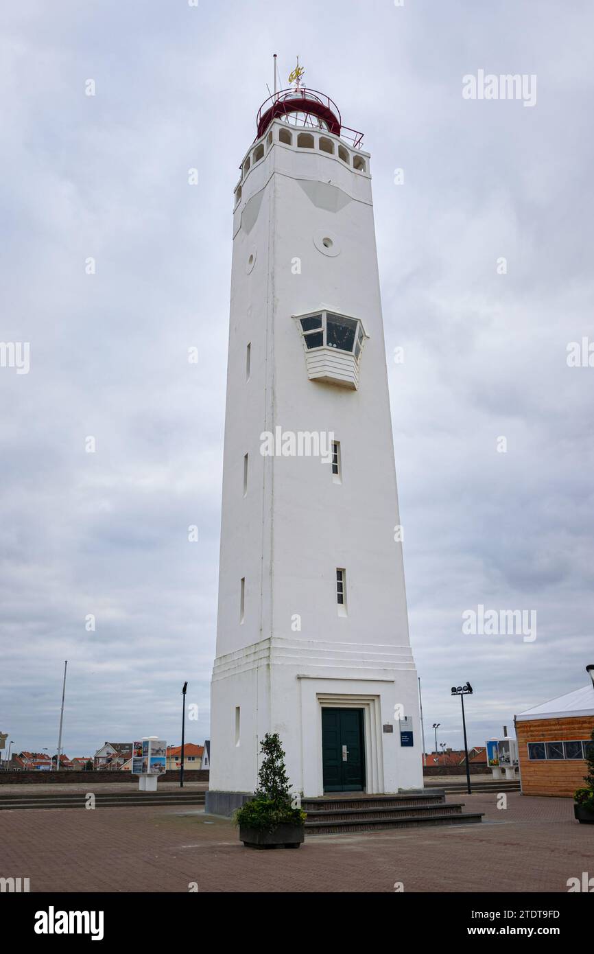 Lighthouse of the coastal town of Noordwijk aan Zee, Netherlands at the North Sea coast. Stock Photo