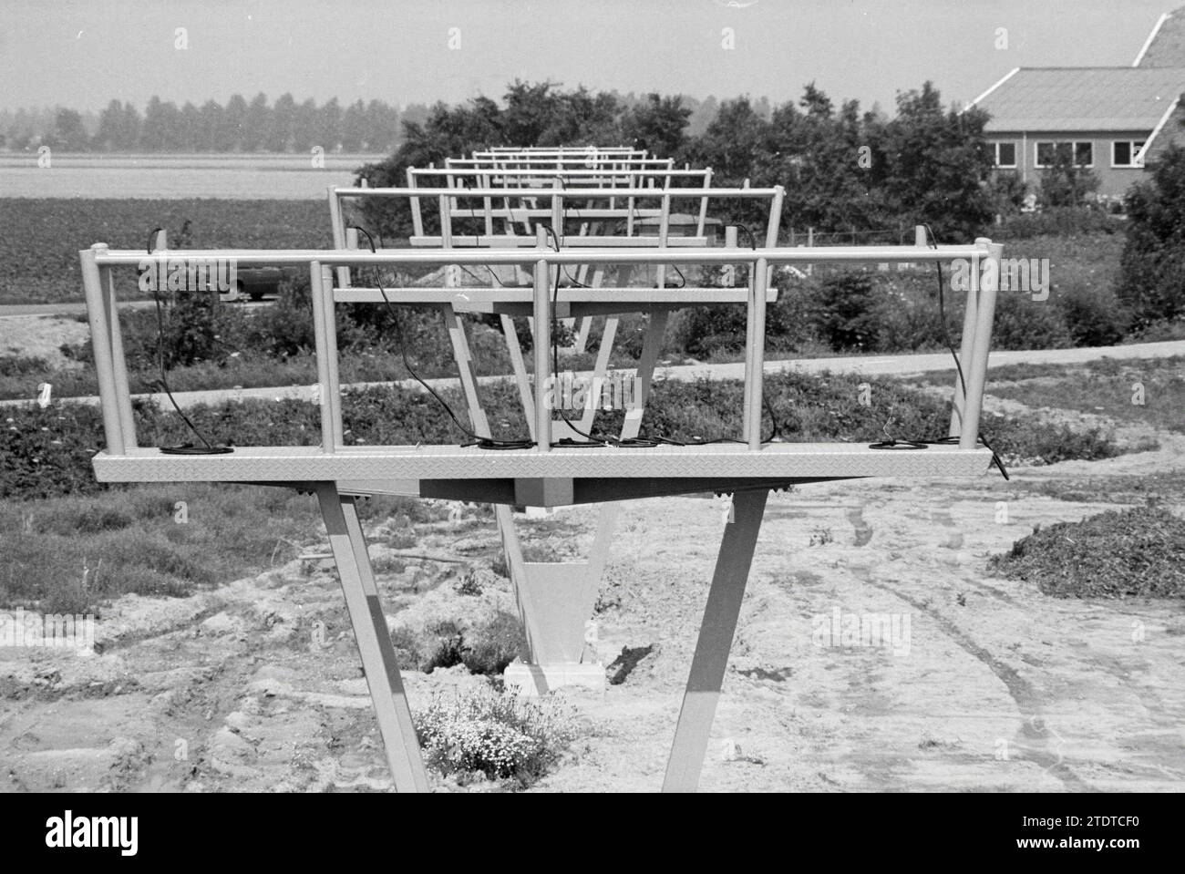 Landing lights under construction Zwanenburg runway, Aviation, aerial