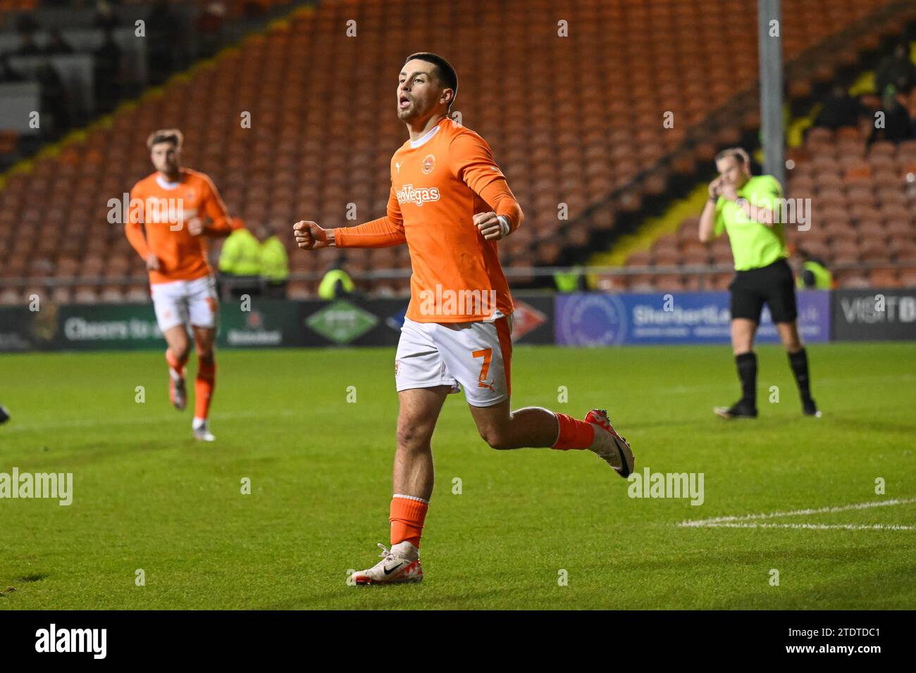 Owen Dale 7 of Blackpool celebrates his goal to make it 10 during the