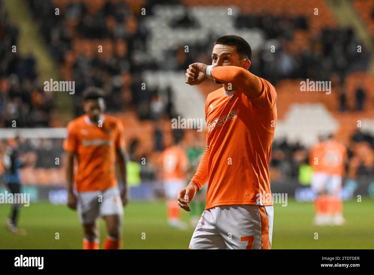 Owen Dale 7 of Blackpool celebrates his goal to make it 10 during the
