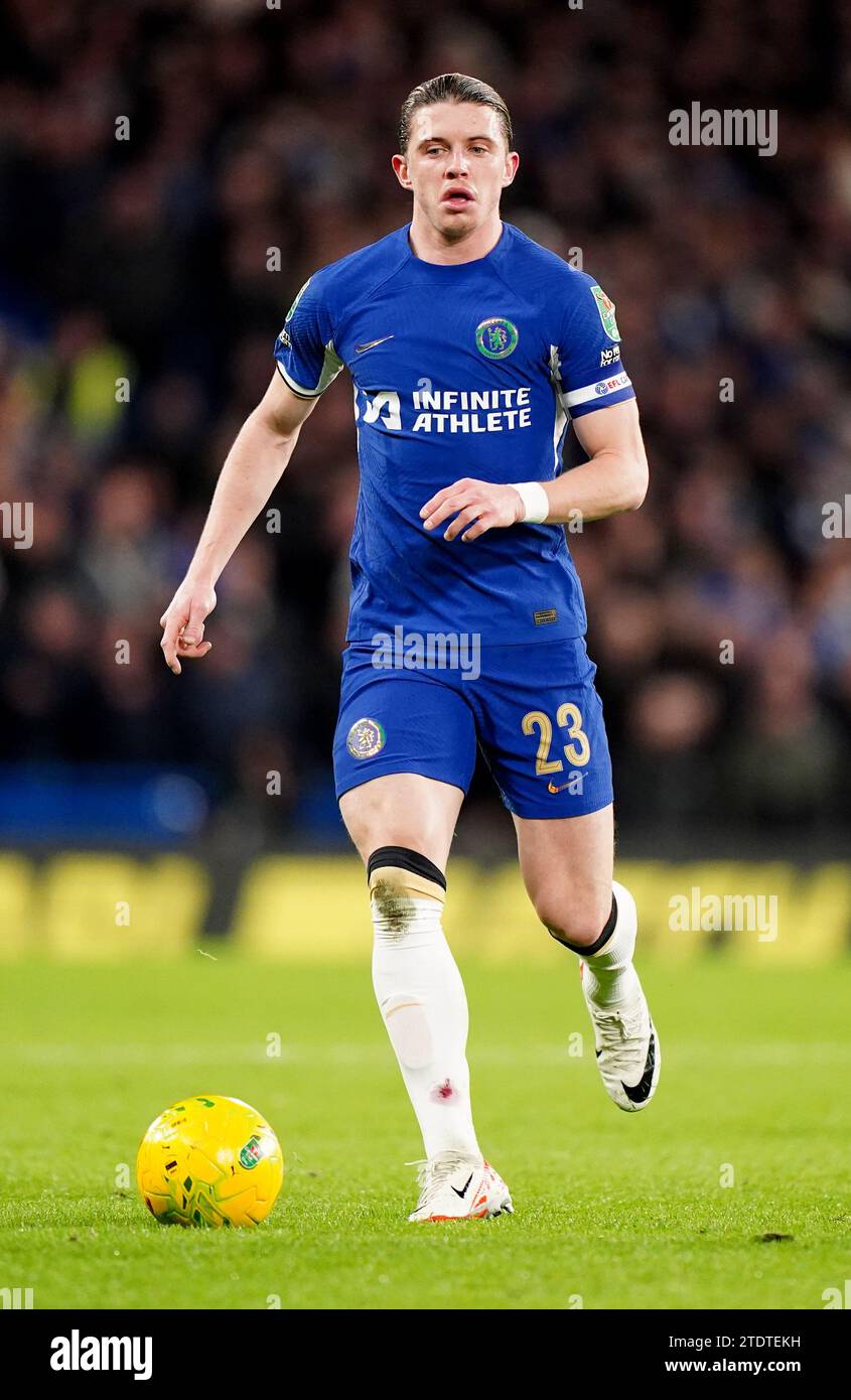 Chelsea's Conor Gallagher in action during the Carabao Cup quarter final match at Stamford Bridge, London. Picture date: Tuesday December 19, 2023. Stock Photo