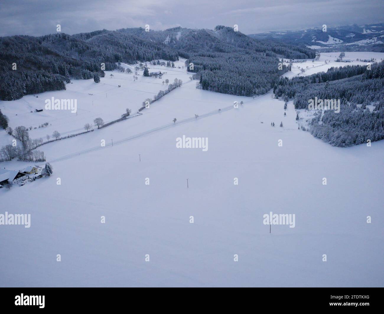 aerial photo of village in winter Stock Photo - Alamy