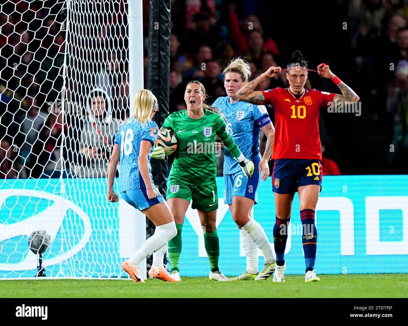 File photo dated 20/08/23 of England goalkeeper Mary Earps celebrates after saving a penalty. England goalkeeper Mary Earps has won the BBC Sports Personality of the Year award. Issue date: Tuesday December 19, 2023. Stock Photo