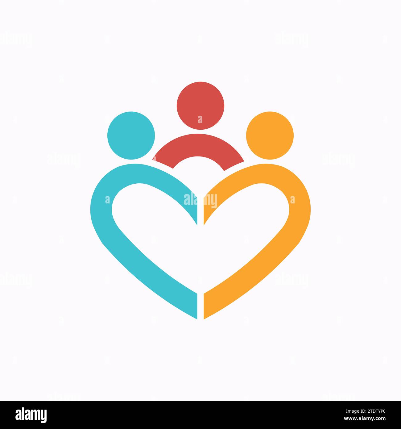 Iconic United Heart Emblem Three Figures Embraced in a Heart