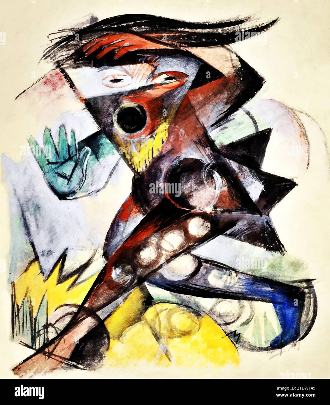 Caliban, 1914 (Painting) by Artist Marc, Franz (1880-1916) German. Stock Vector