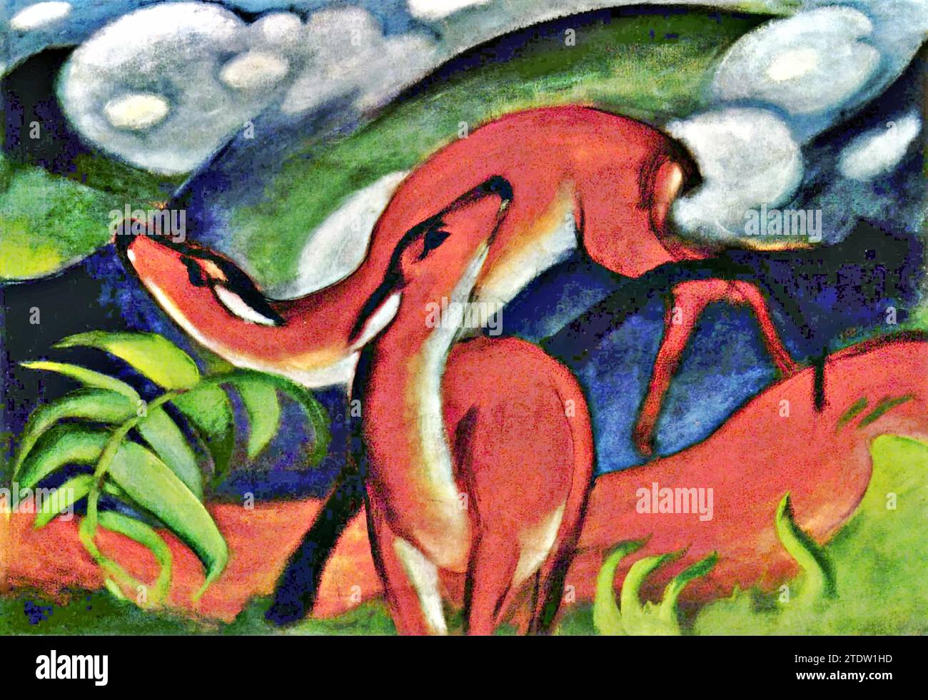 Rote Rehe II, 1912 (Painting) by Artist Marc, Franz (1880-1916) German.eps Stock Vector