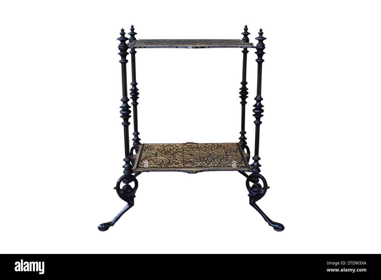 black small antique table isolated on white background Stock Photo - Alamy