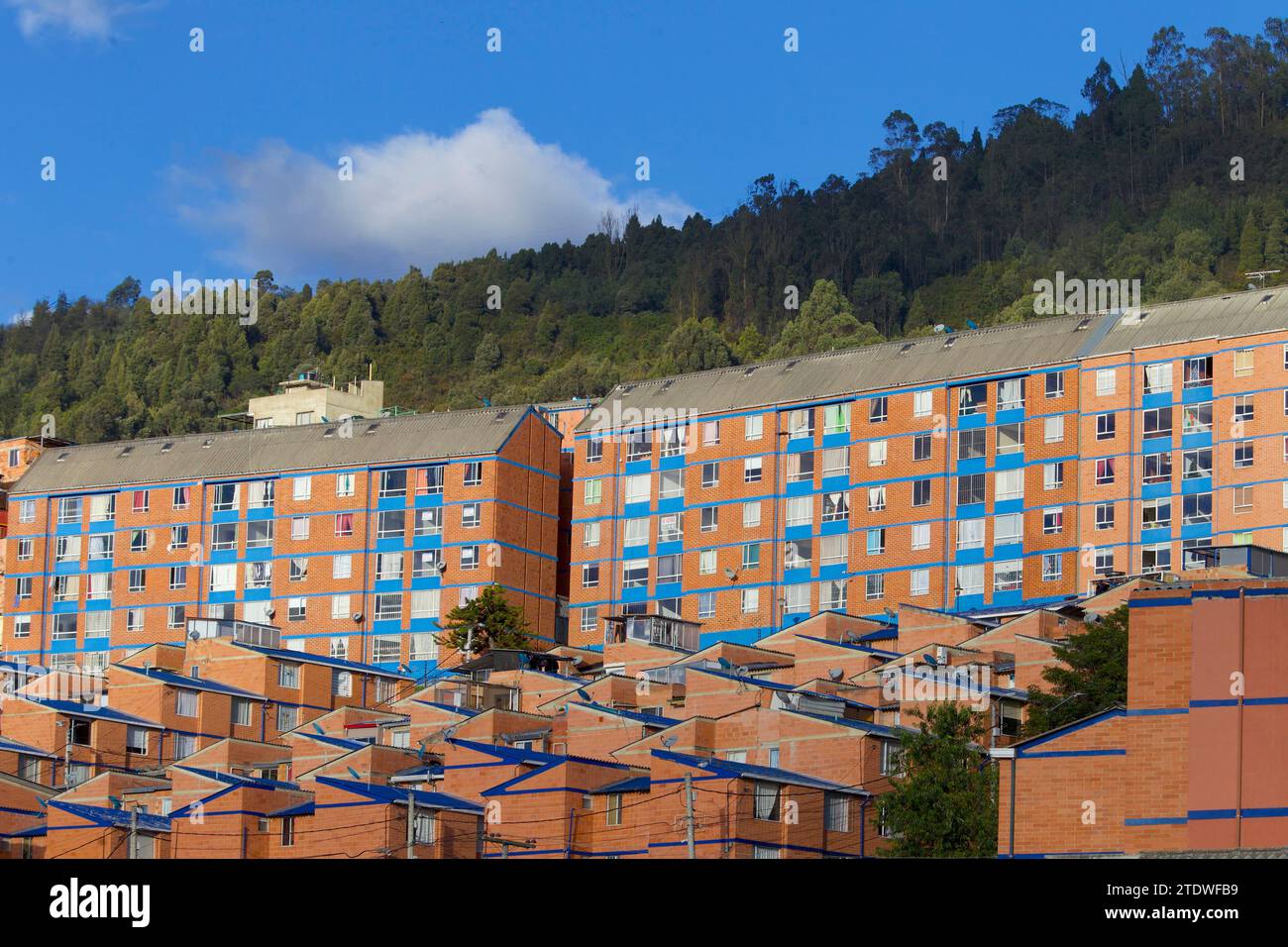 BOGOTACOLOMBIA11122023. Some of brick houses and apartments are