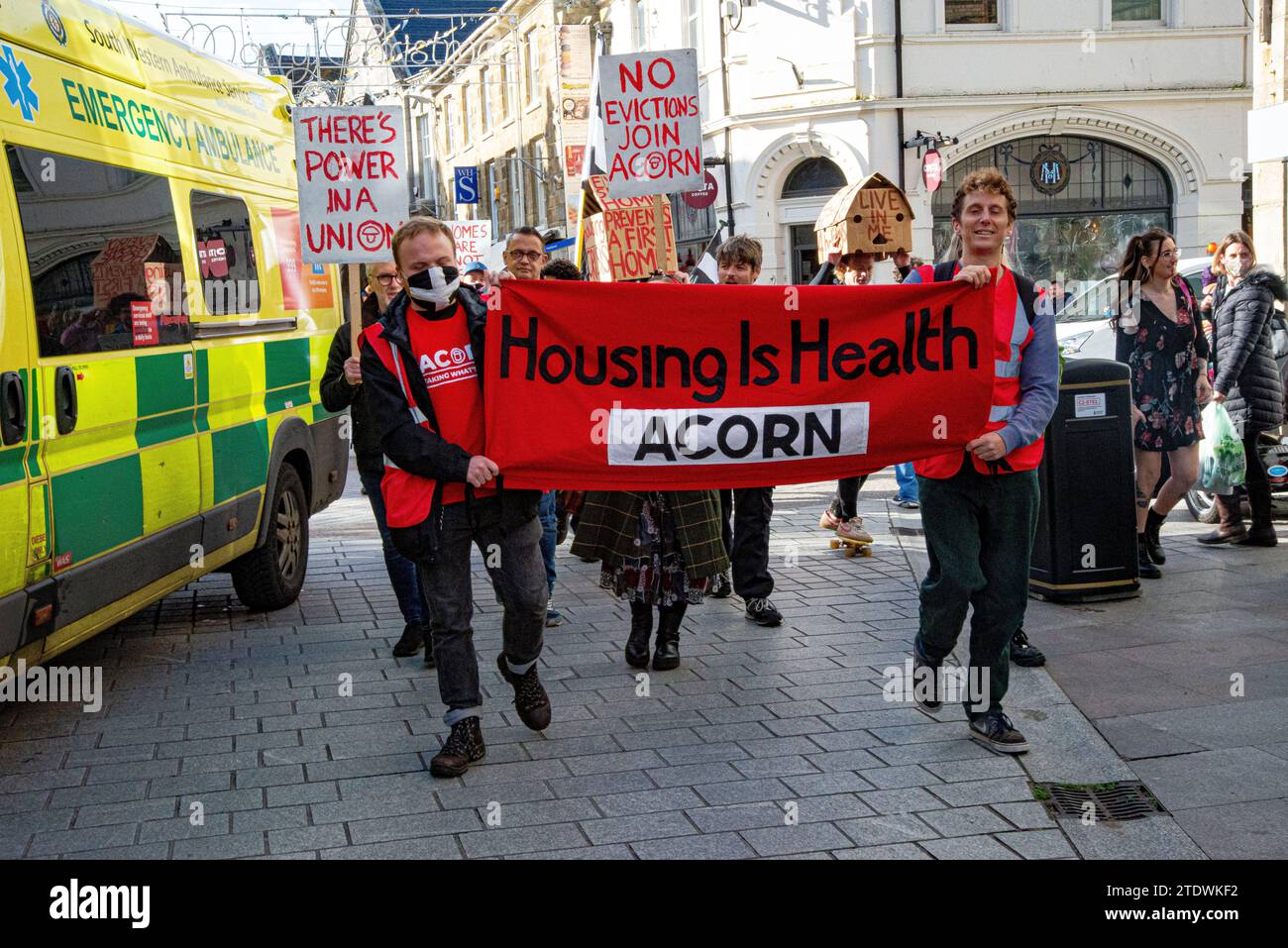 Housing Protest in Newquay Cornwall. Stock Photo