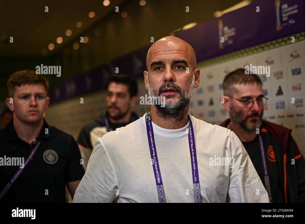 Jeddah, Saudi Arabia. 19th Dec, 2023. King Abdullah Sports City Manchester City head coach Pep Guardiola arrives at stadium before the FIFA Club World Cup Semi Final between Urawa Reds of Japan and Manchester City of England at the King Abdullah Sports City Stadium in Jeddah, Saudi Arabia. City won the game 3-0 and will play Fluminense of Brazil in the final on Friday. (Alexandre Neto/SPP) Credit: SPP Sport Press Photo. /Alamy Live News Stock Photo