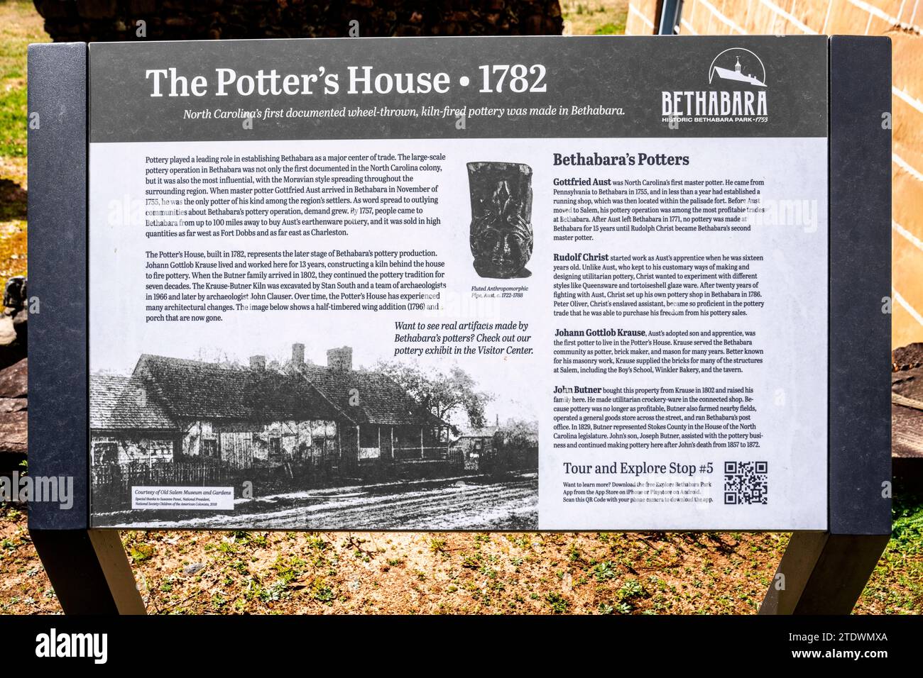 Information sign forThe Potter’s House at the colonial Moravian