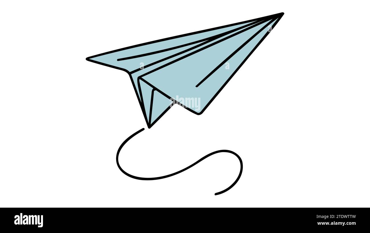 Continuous line paper plane airplane vector art background stock